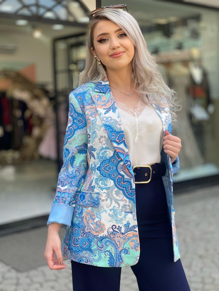 Şal Desen Blazer Ceket