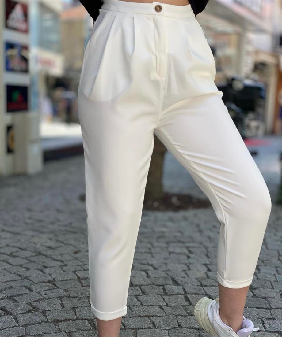 Şalvar Kesim Beyaz Pantalon