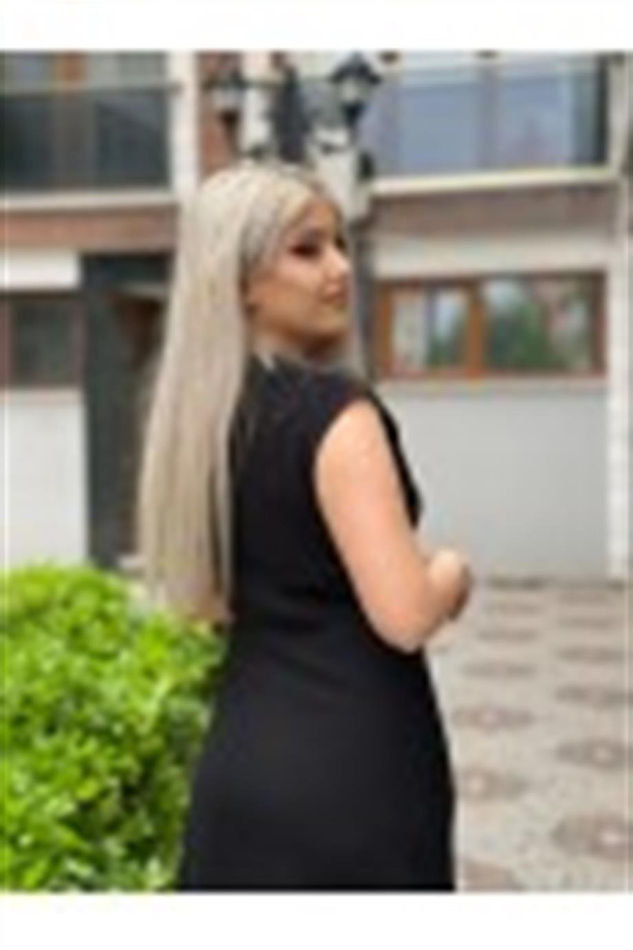 Sıfır Kol Siyah Kruvaze Elbise