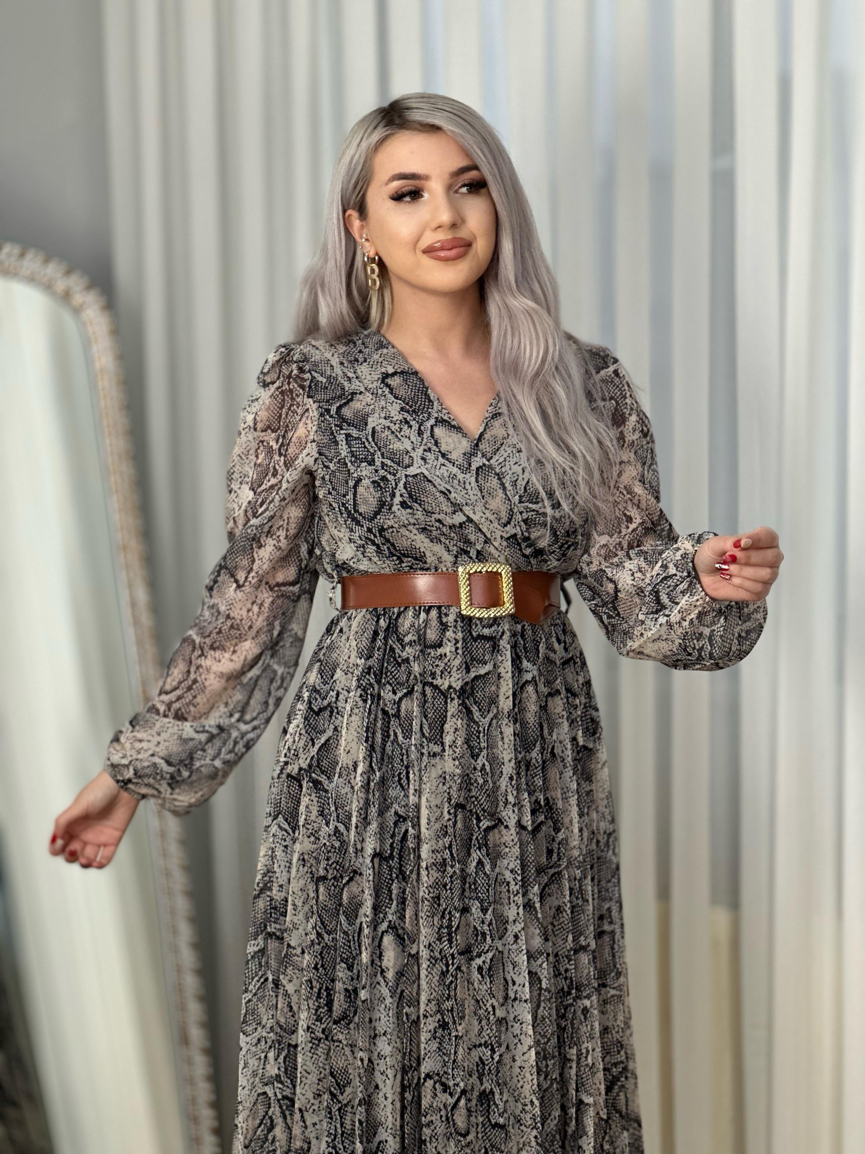 Şifon Kemerli Elbise
