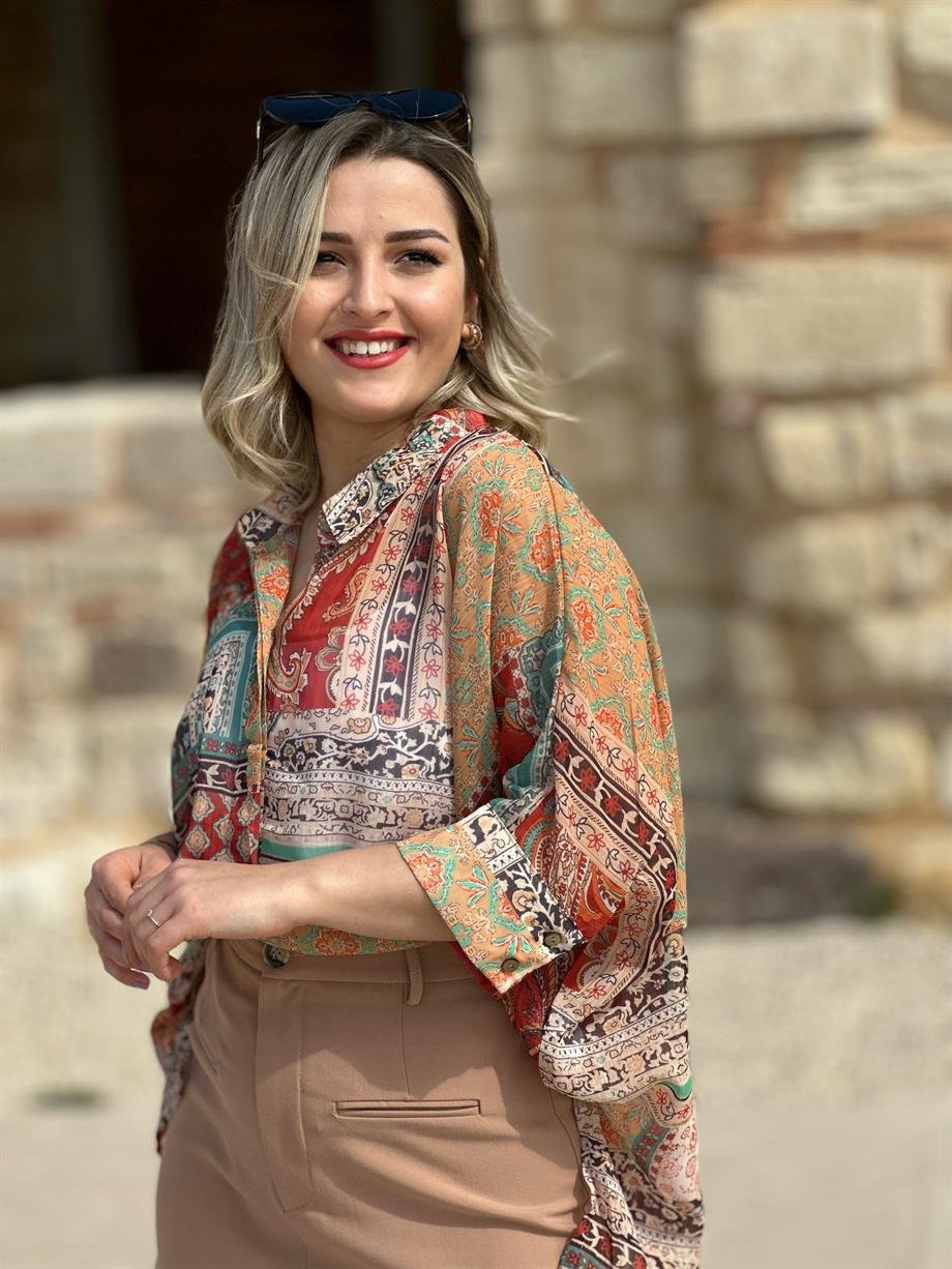 Şifon Şal Desen Gömlek
