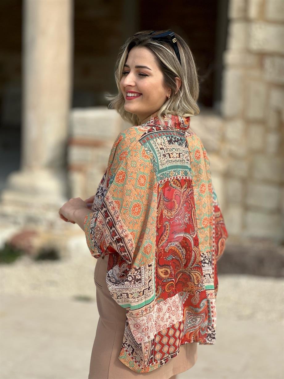Şifon Şal Desen Gömlek