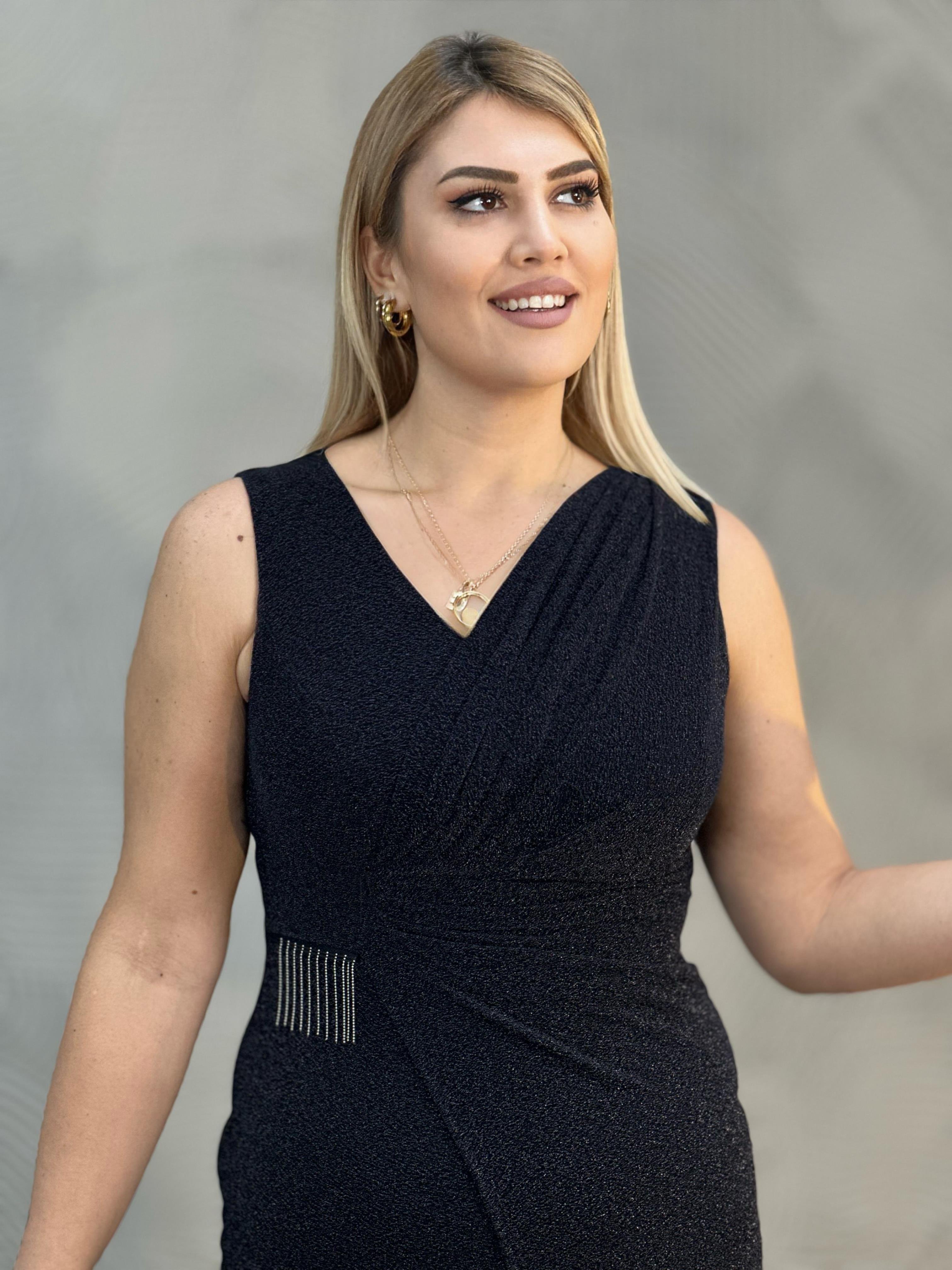 Simli Zincir Detaylı Elbise 