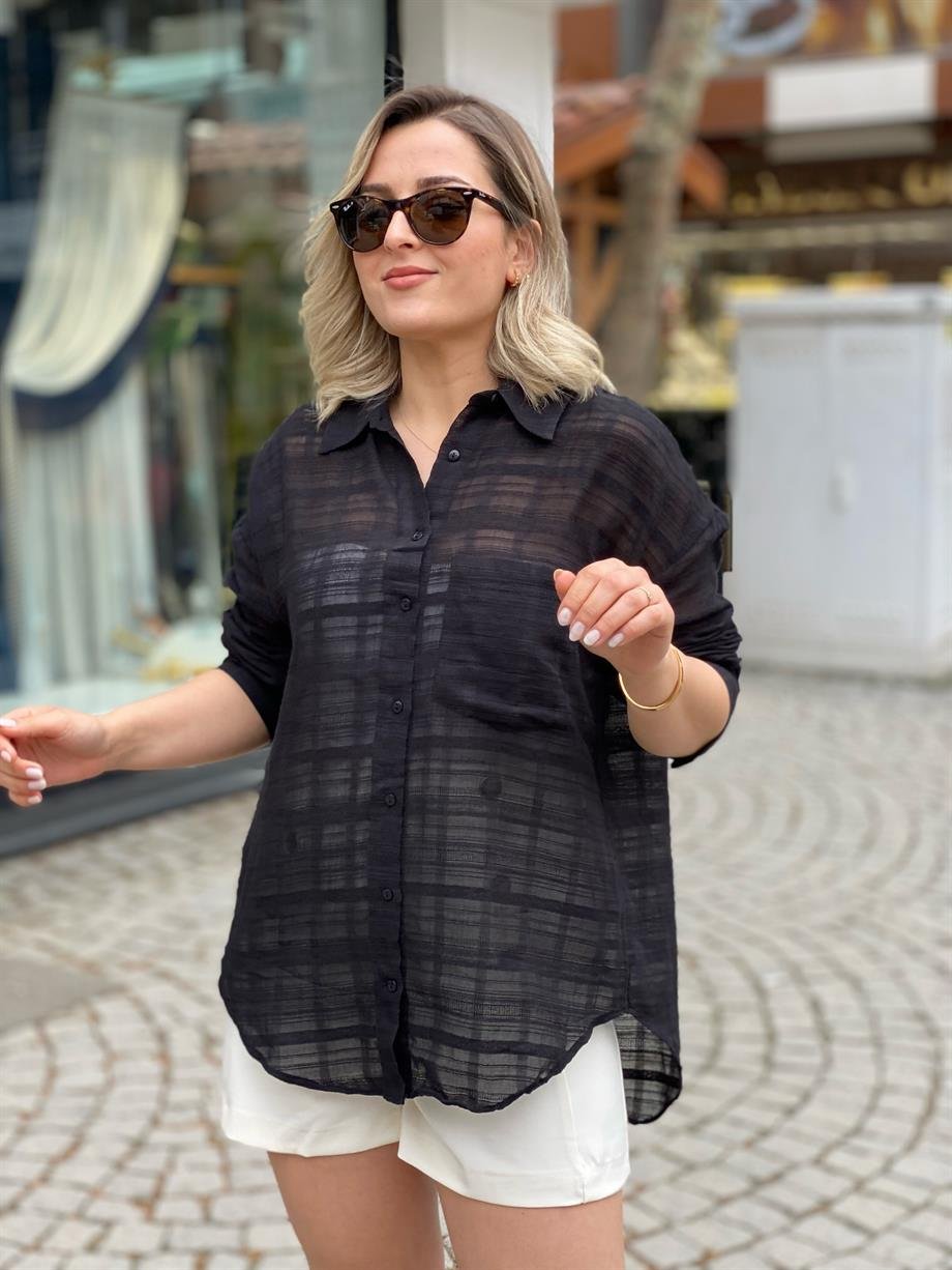 Siyah Basic Poplin Gömlek