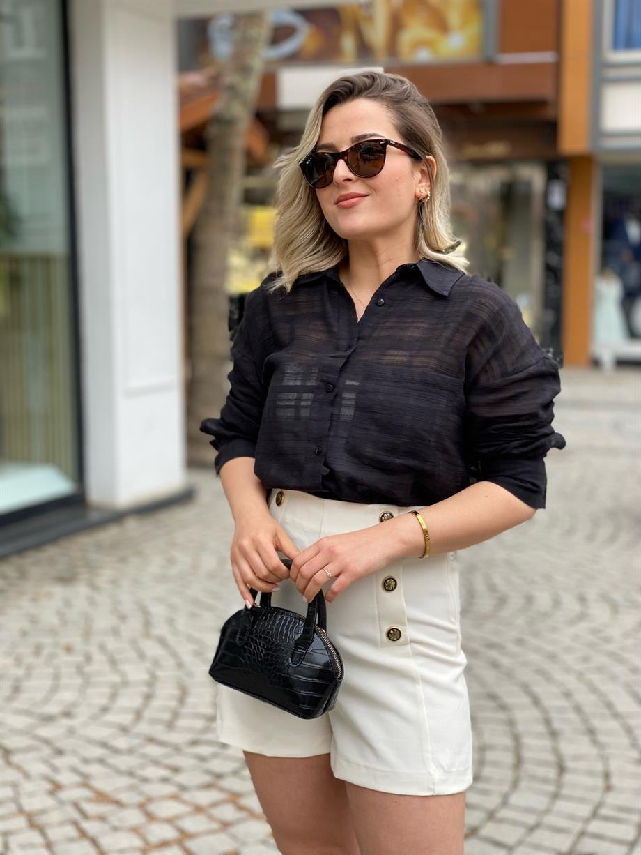 Siyah Basic Poplin Gömlek