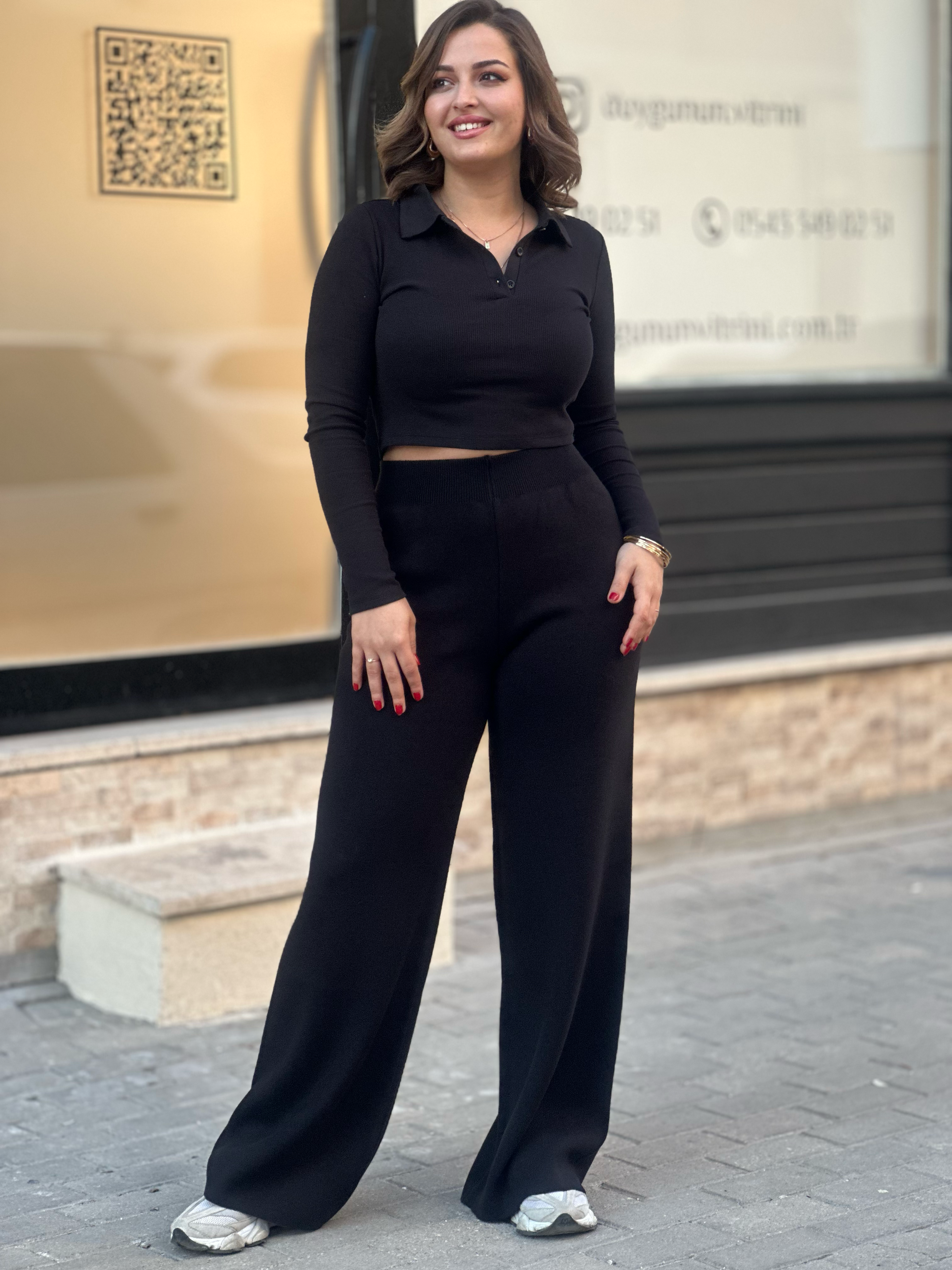 Siyah Çelik Triko Pantalon