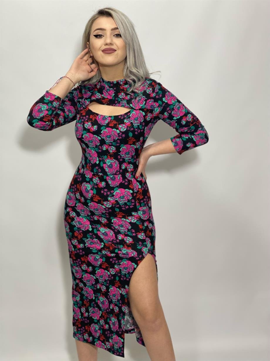 Siyah Çiçekli Elbise