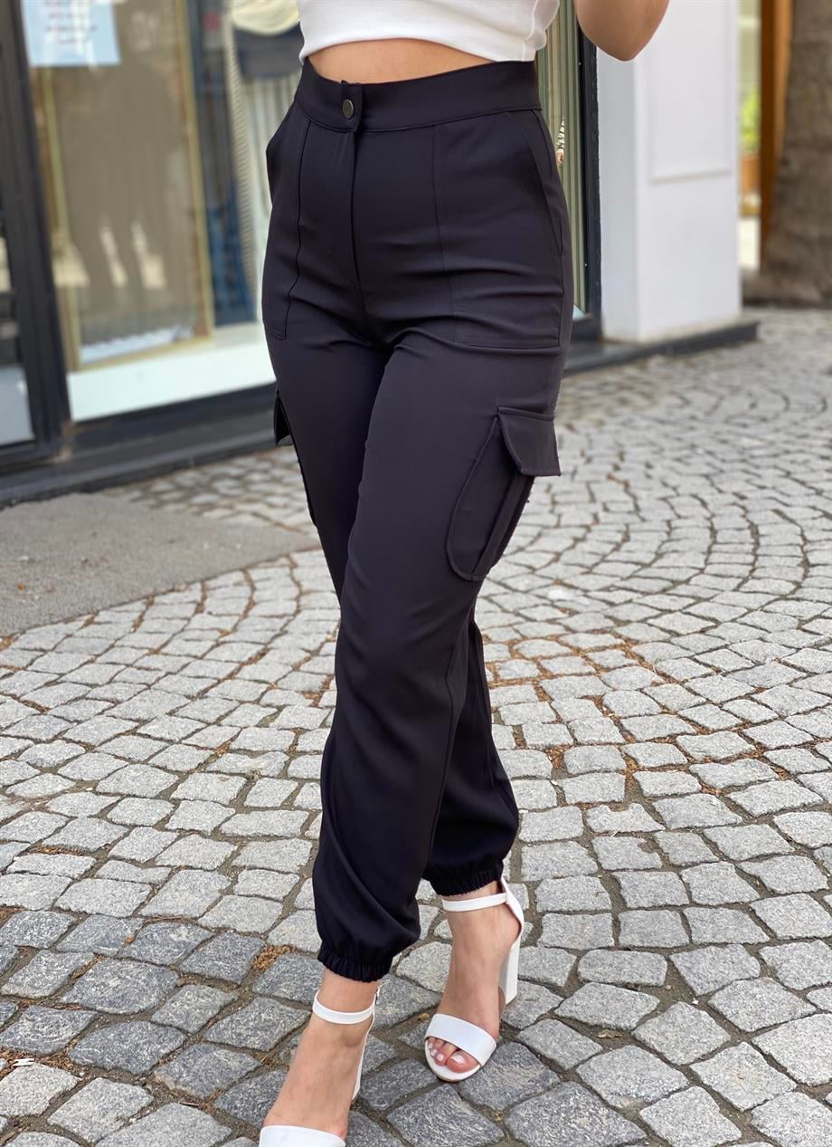 Siyah Kargo Pantalon