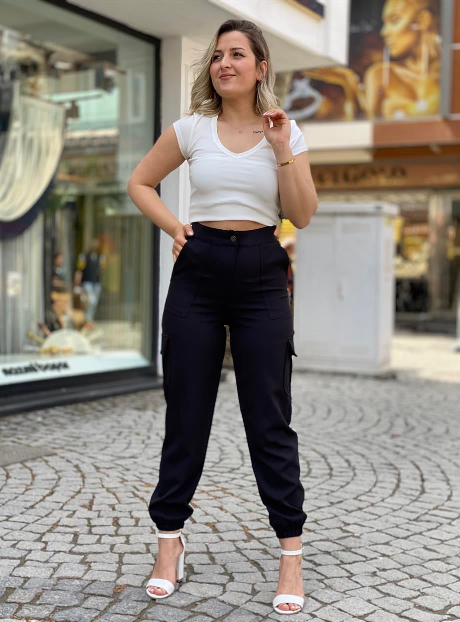 Siyah Kargo Pantalon