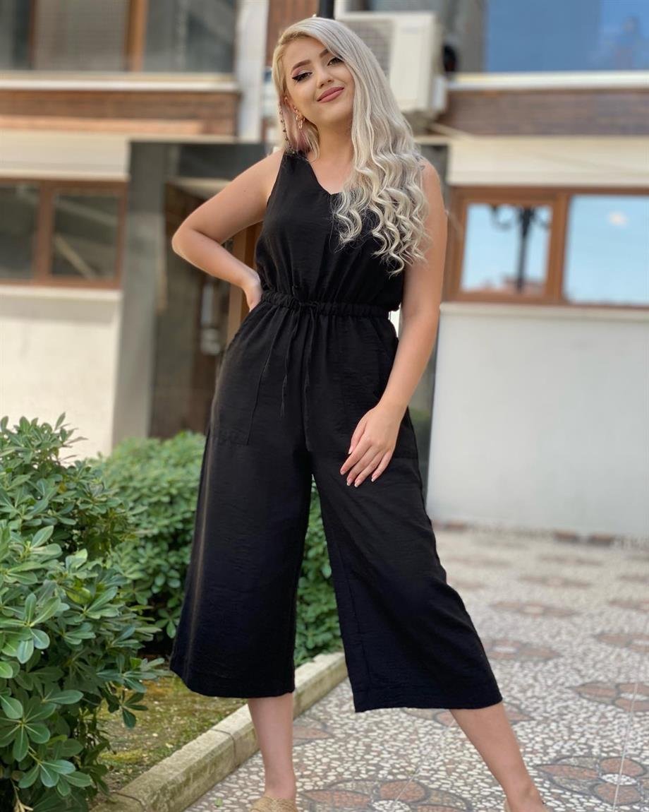 Siyah Müslin Kumaş Tulum
