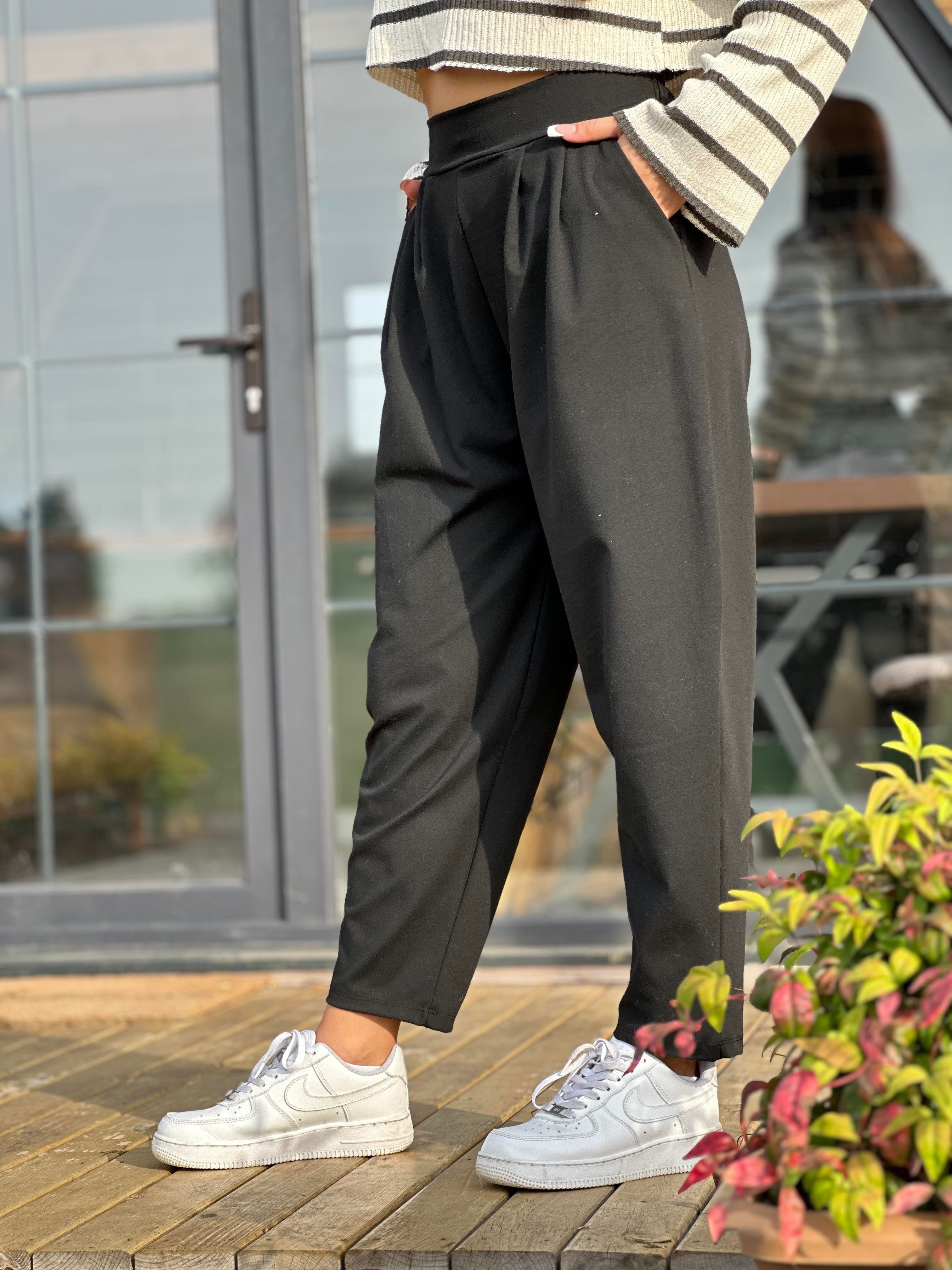 Siyah Oysho Kumaş Harem Pantalon
