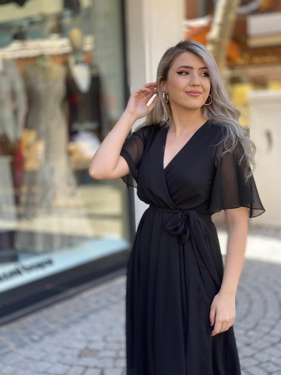 Siyah Şifon Elbise