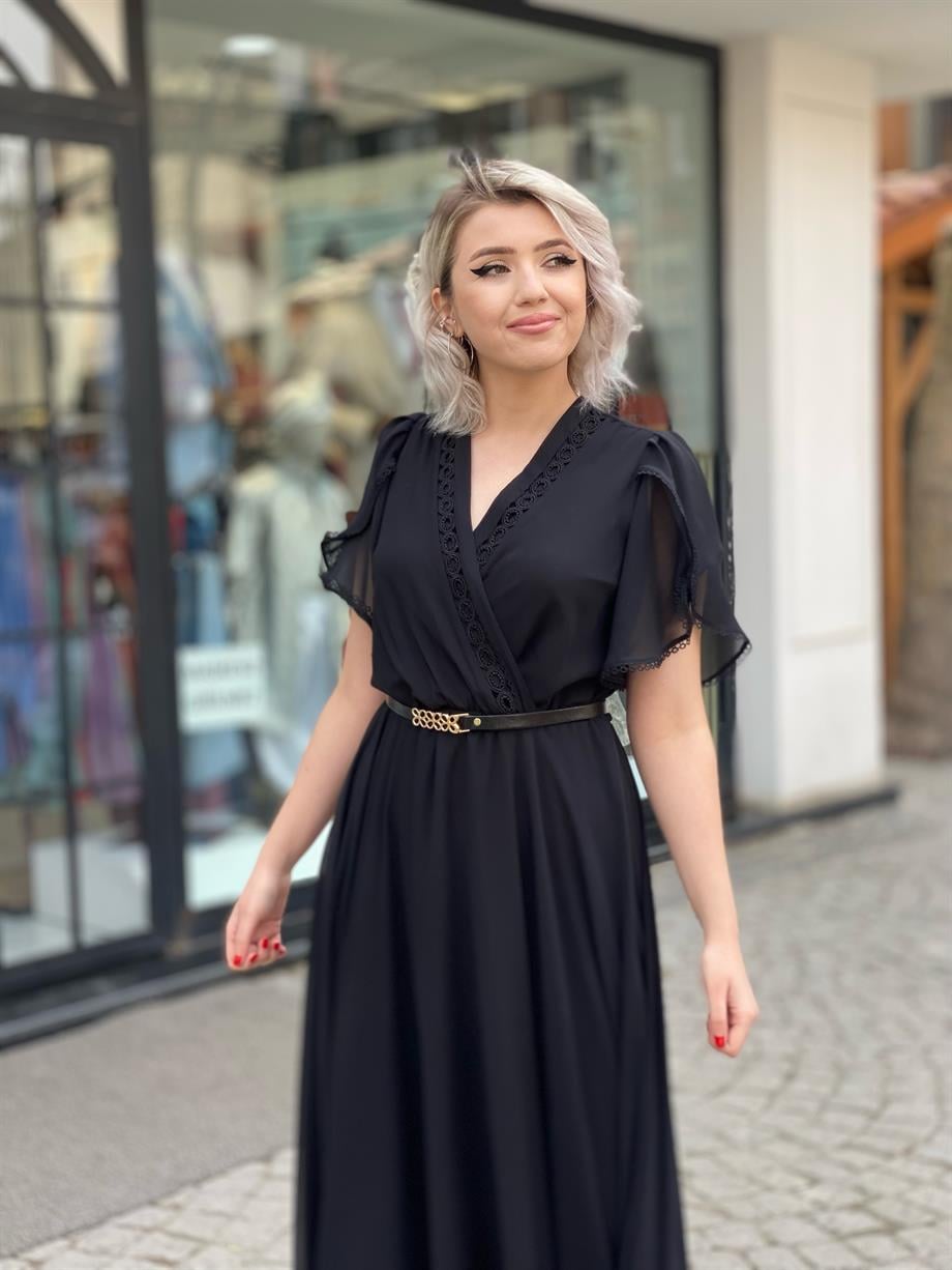 Siyah Şifon Elbise