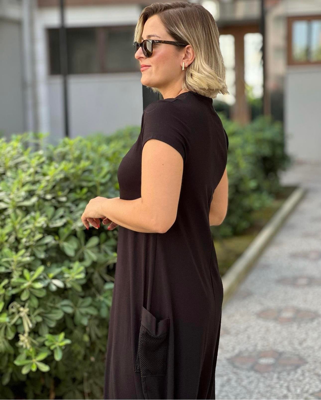 Siyah Torba Cep Elbise