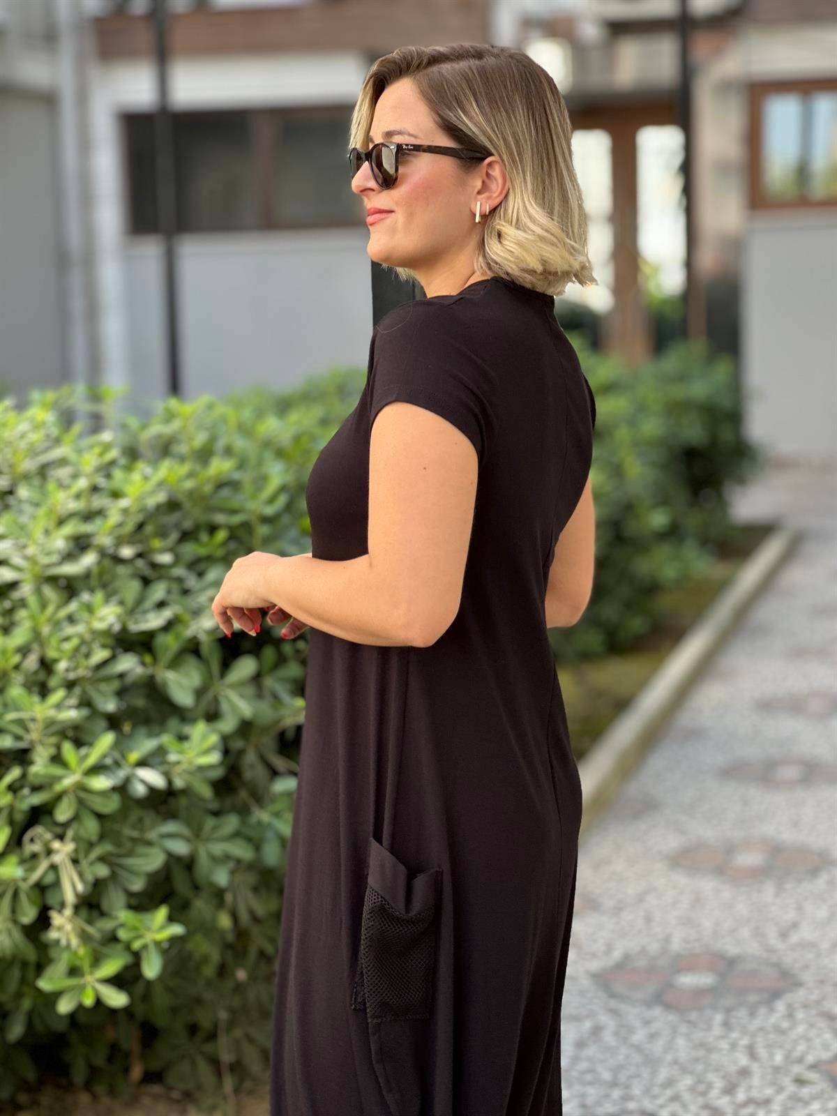Siyah Torba Cep Elbise