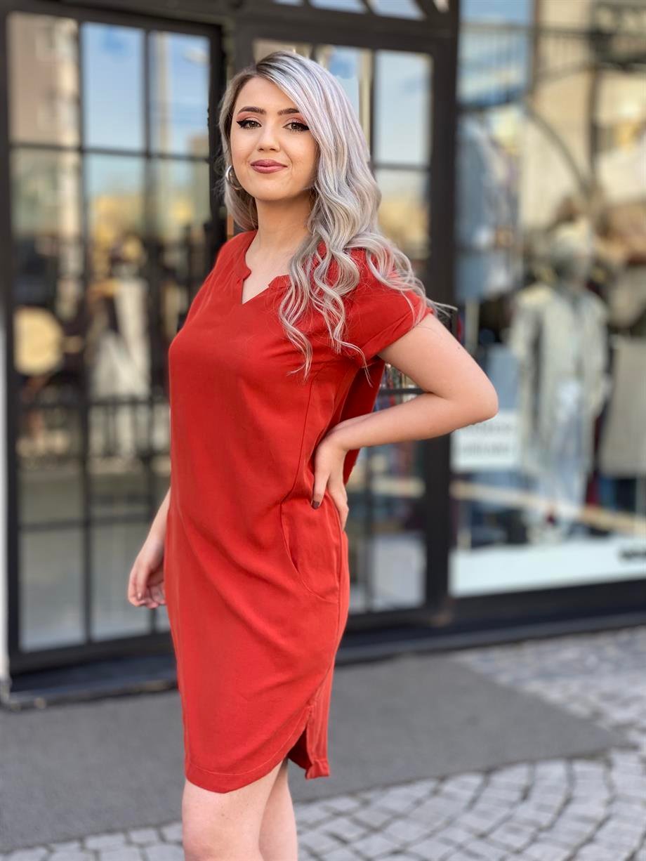 Tarçın Keten Elbise
