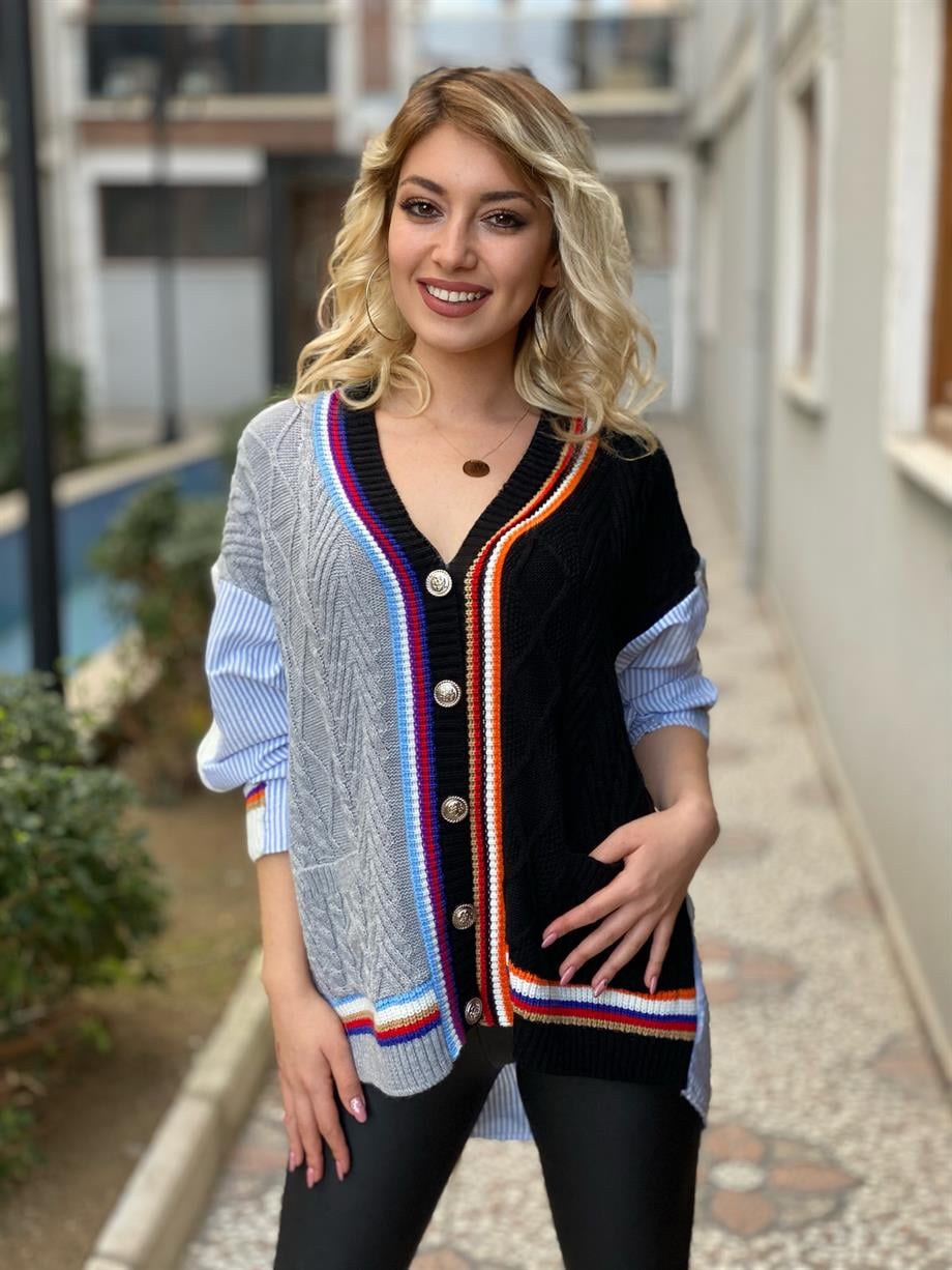 Tasarım Gömlek Detay Hırka 