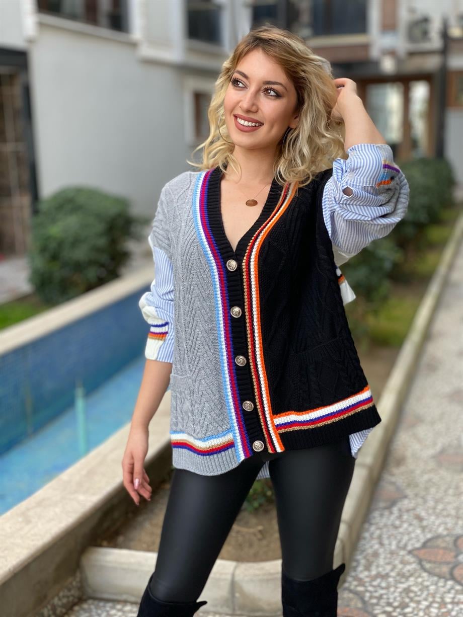 Tasarım Gömlek Detay Hırka 