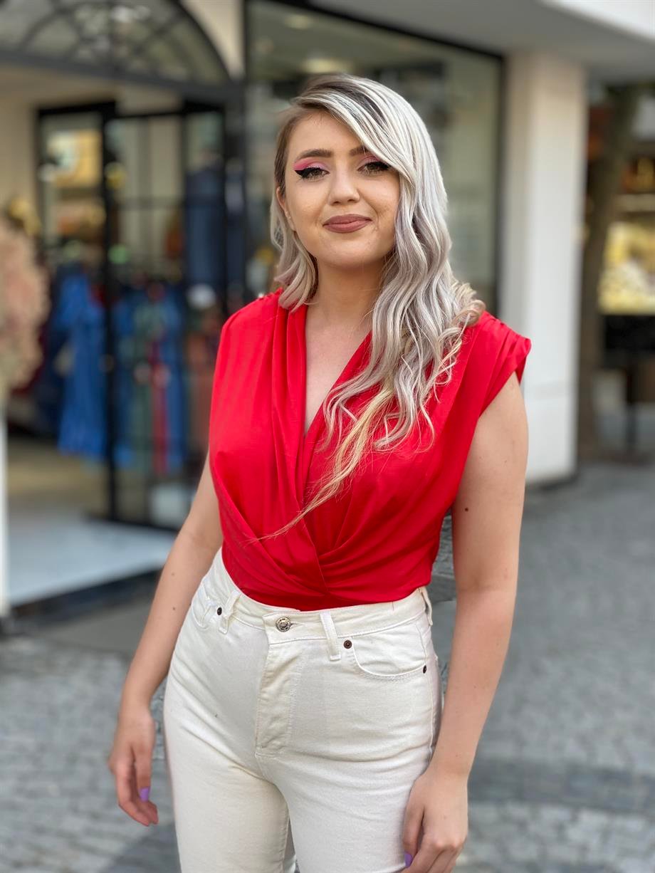 Tasarım Kırmızı Bodysuit 