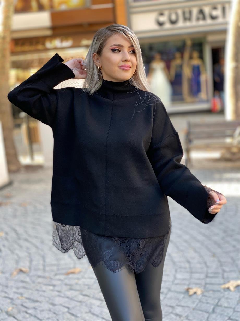 Tasarım Kol Ve Etek Ucu Tül Çelik Triko