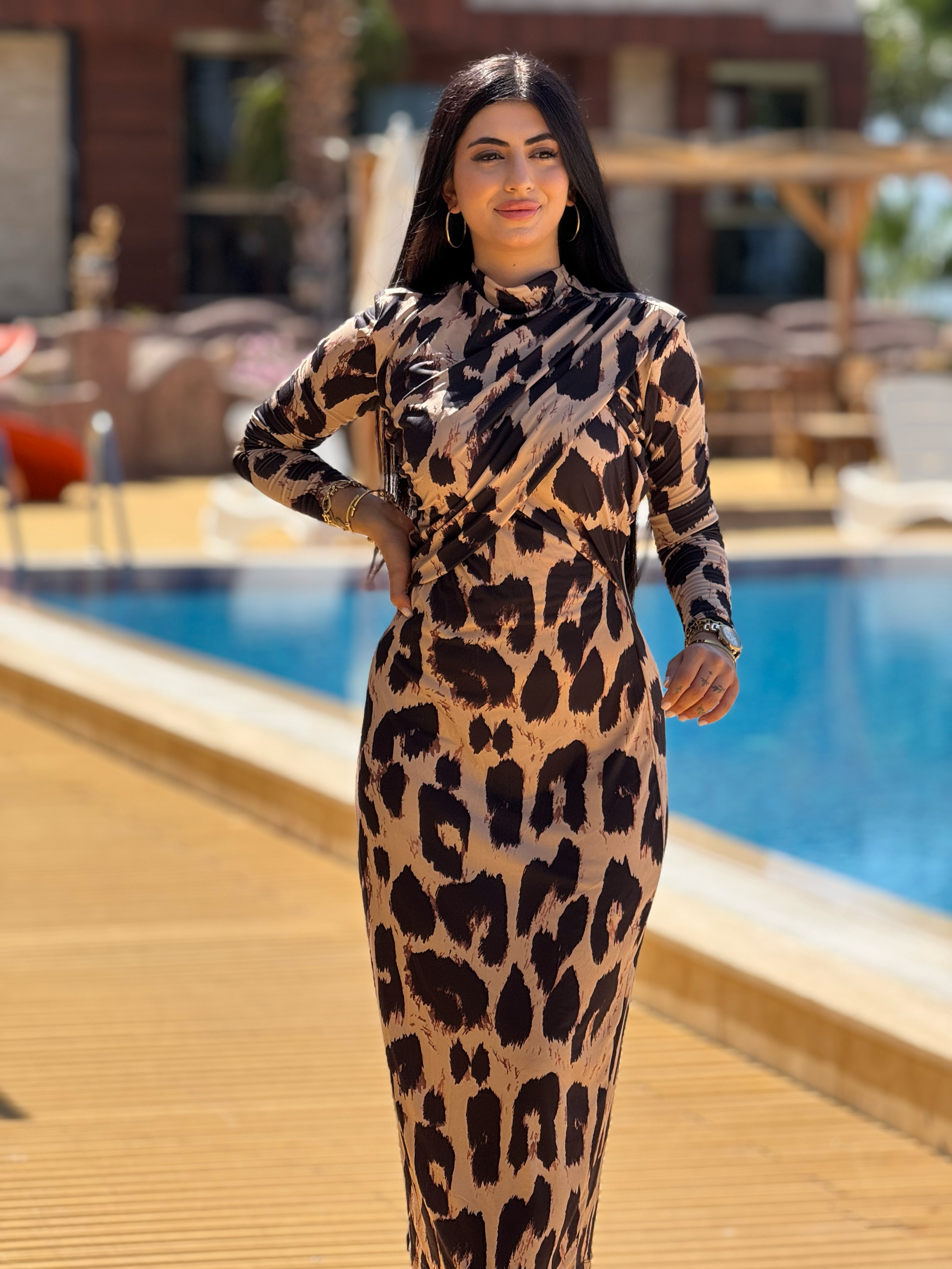Tasarım Leopar Drepali Elbise