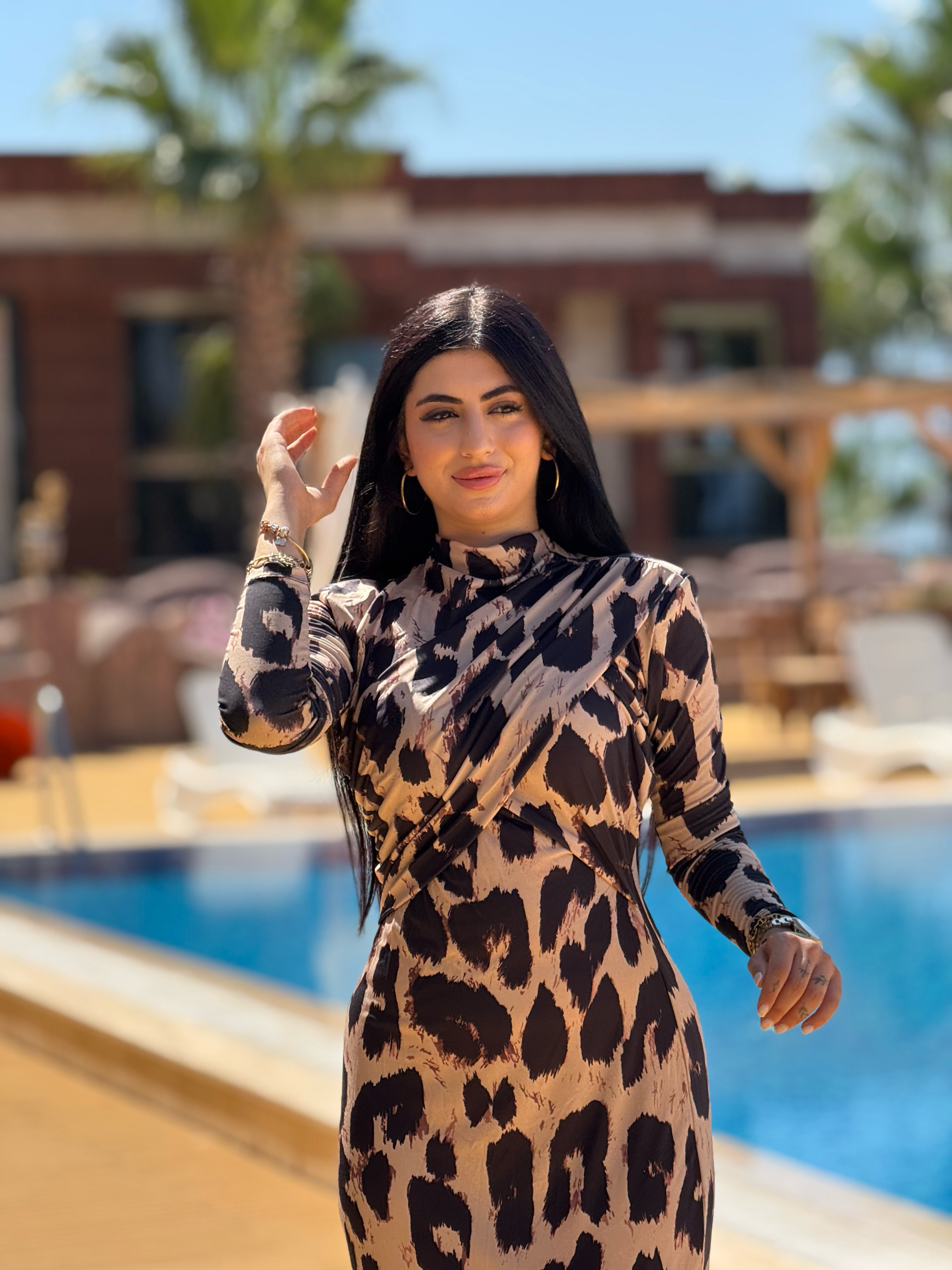 Tasarım Leopar Drepali Elbise