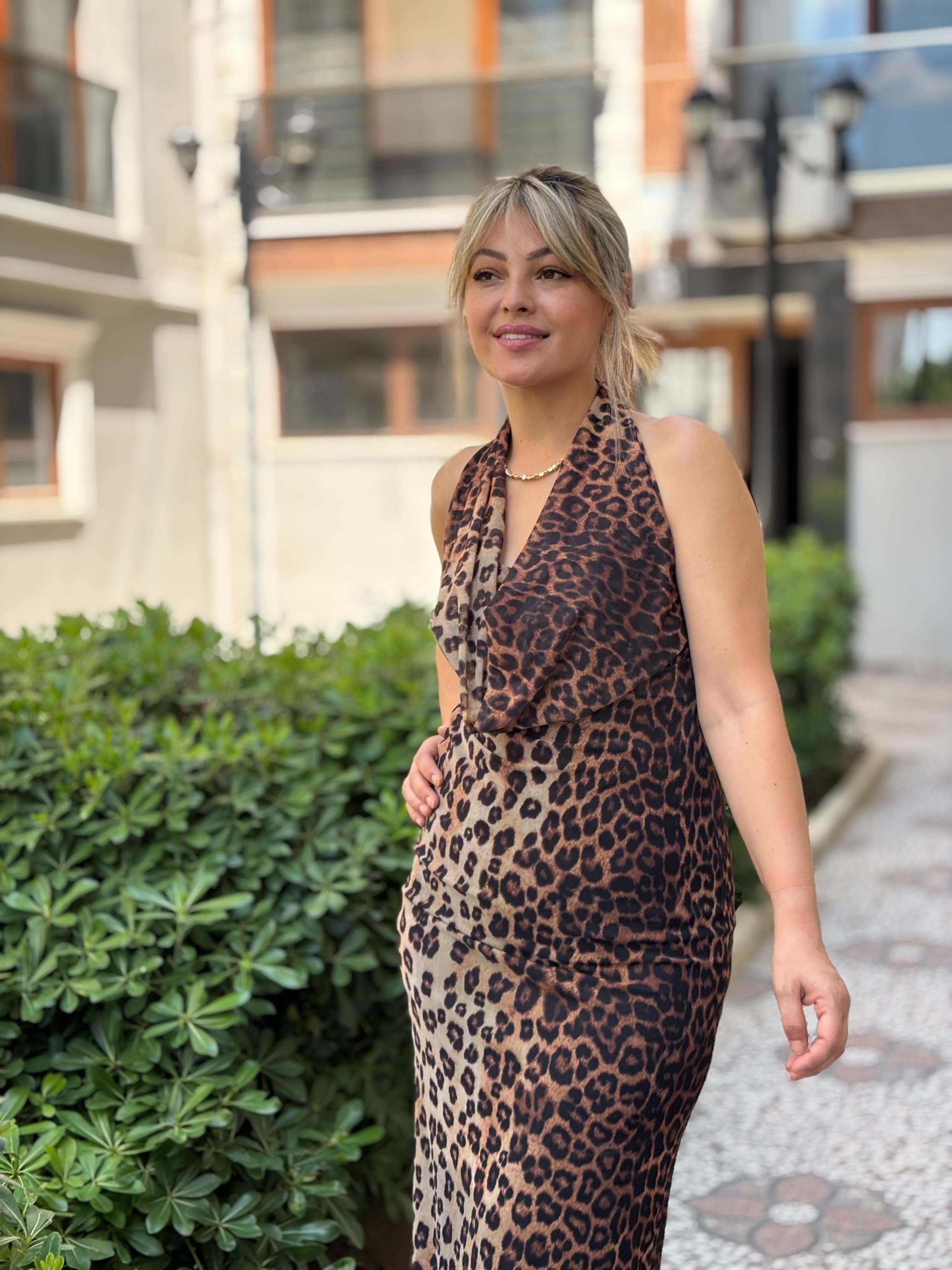Tasarım Leopar Elbise