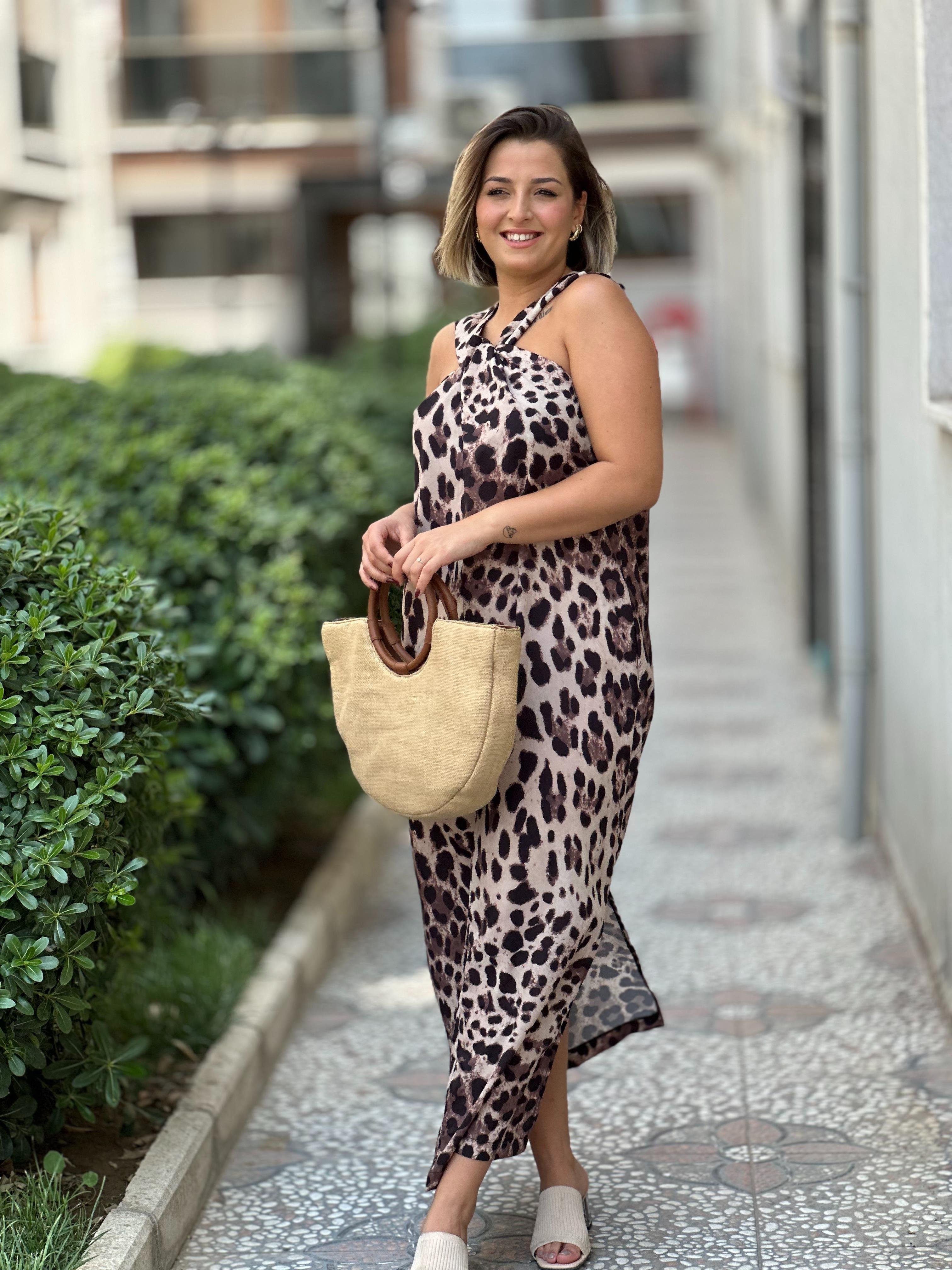 Tasarım Leopar Elbise