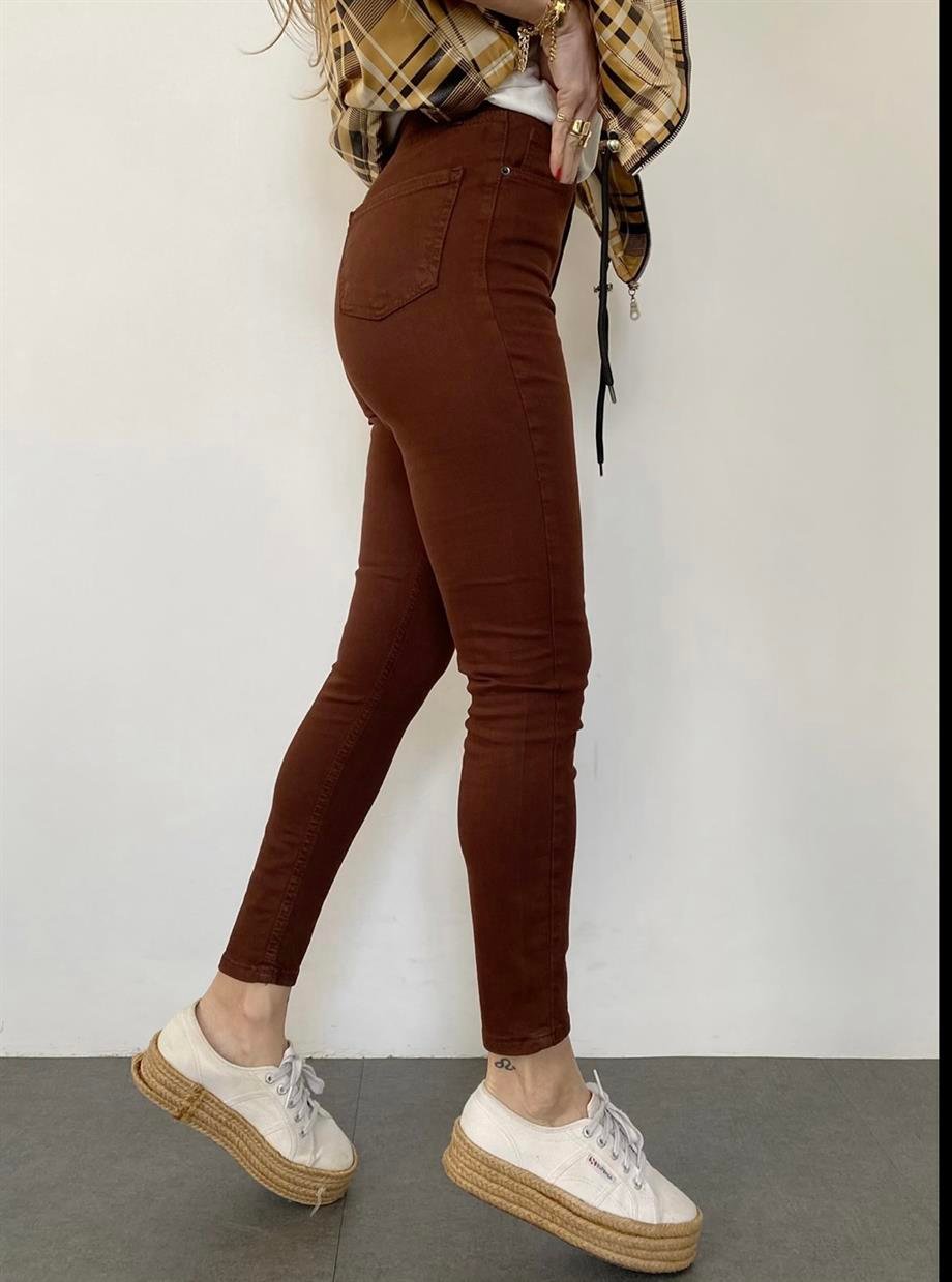 Topshop Acı Kahve Likralı Yüksek Bel Skinyy Jean