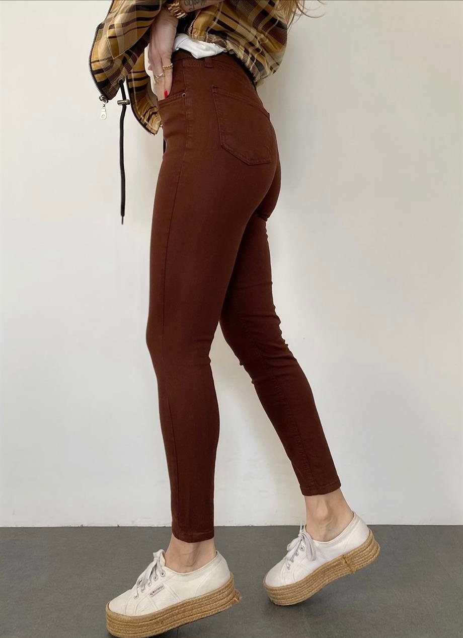 Topshop Acı Kahve Likralı Yüksek Bel Skinyy Jean