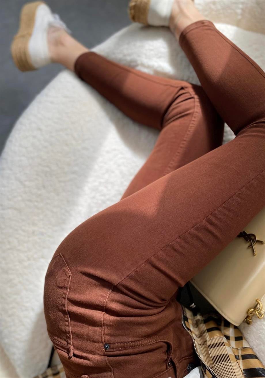 Topshop Acı Kahve Likralı Yüksek Bel Skinyy Jean