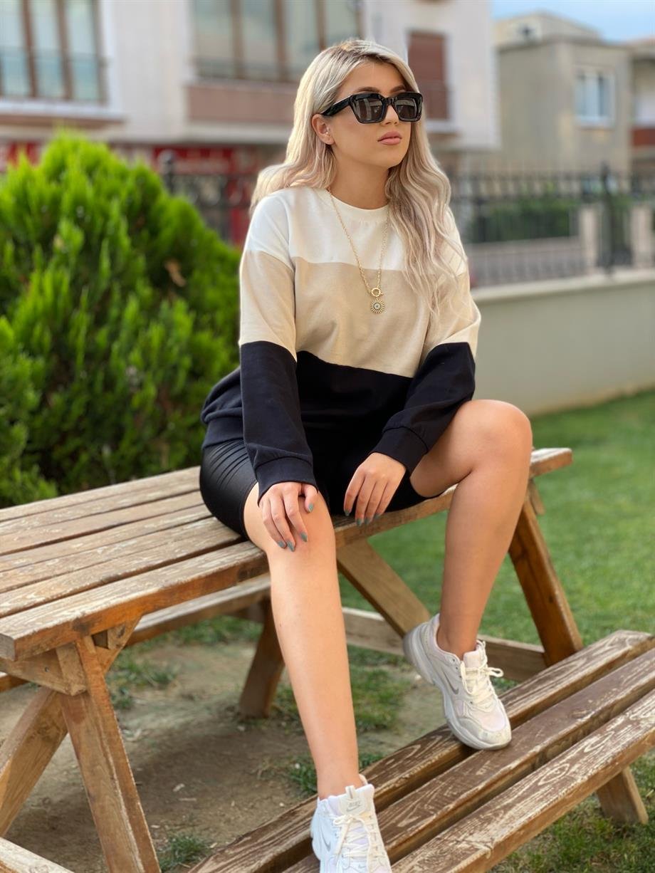Üç Renk Pamuklu Sweat 