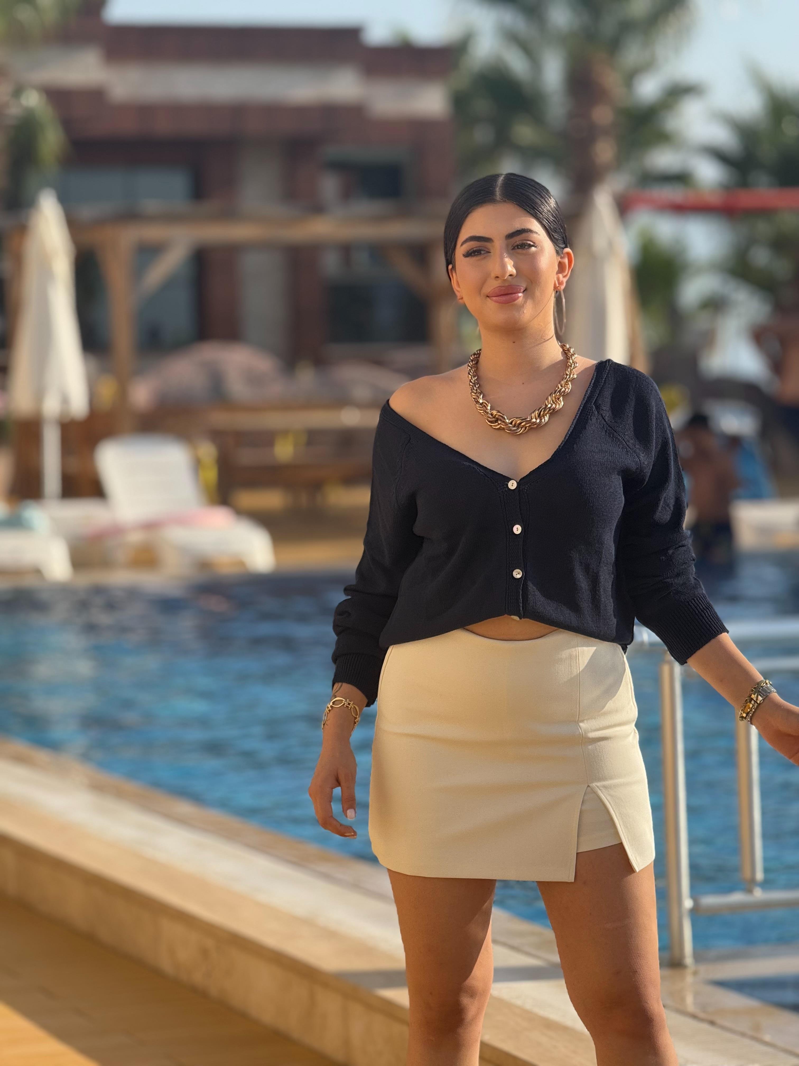 V Yaka Çift Düğmeli Hırka Lacivert