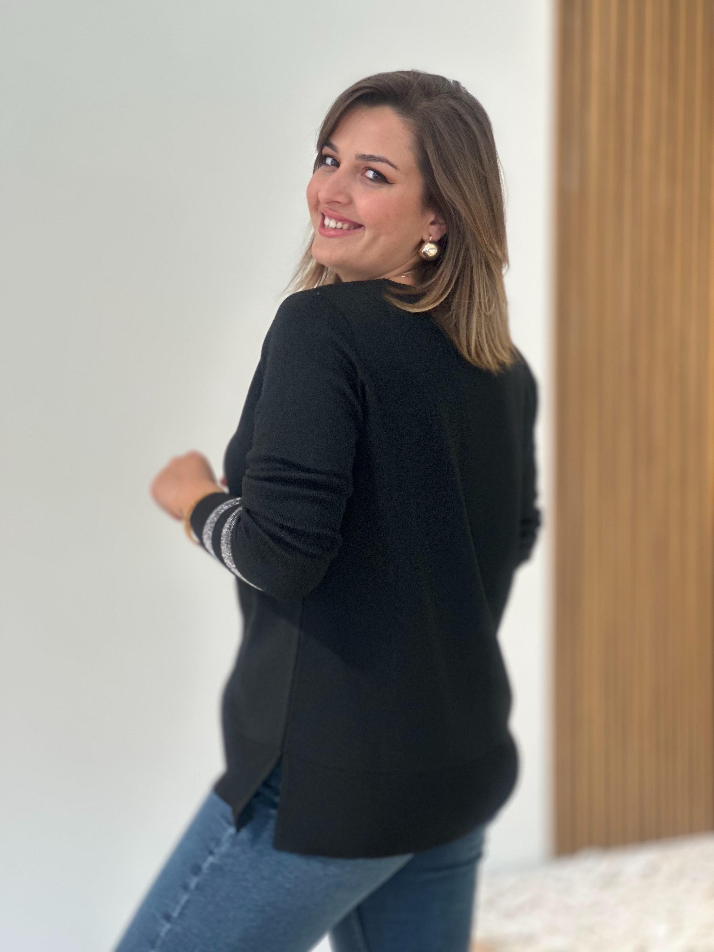 V Yaka Simli Siyah Merserize