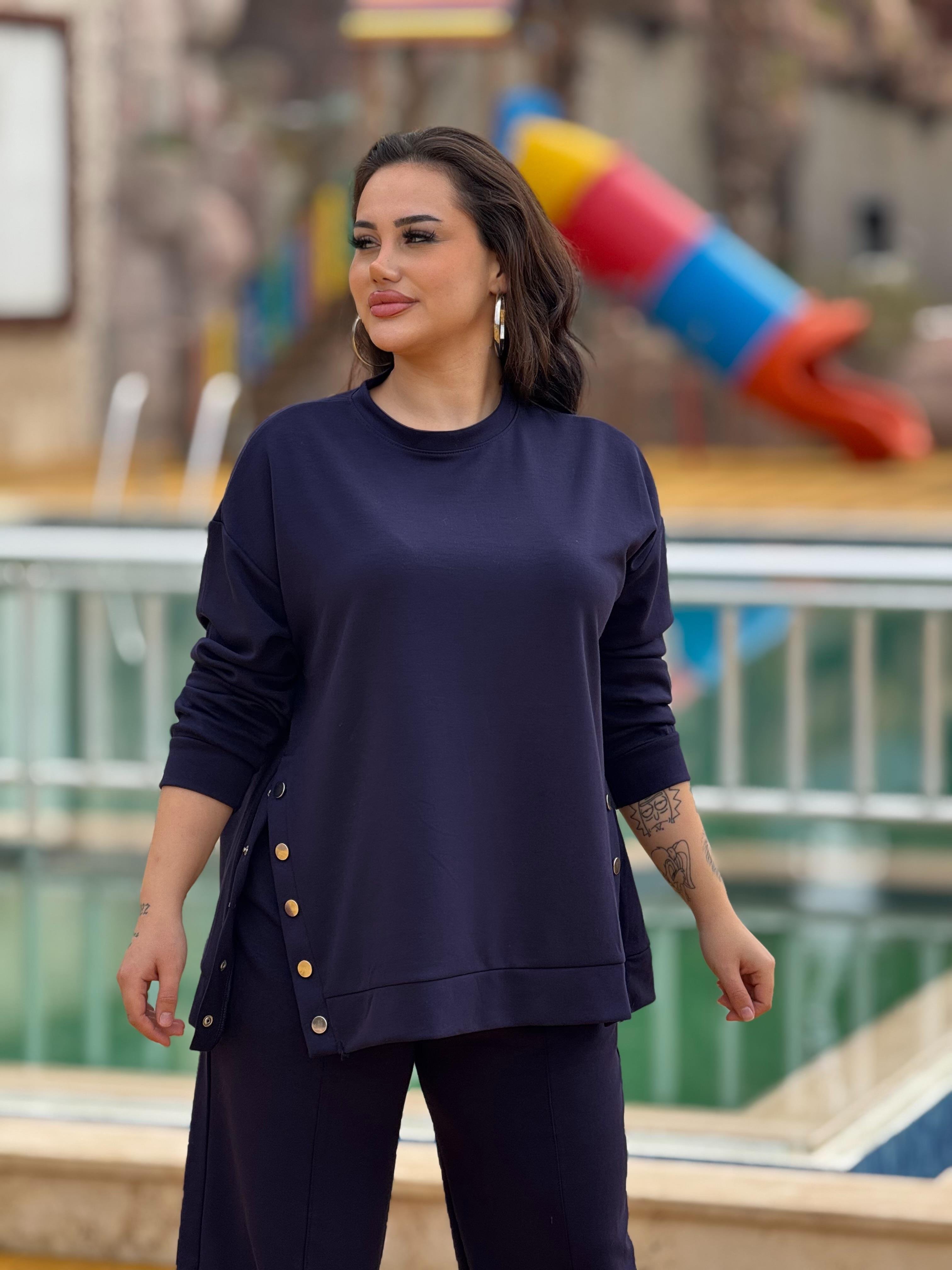 Veronika Çıt Çıtlı Takım Lacivert 