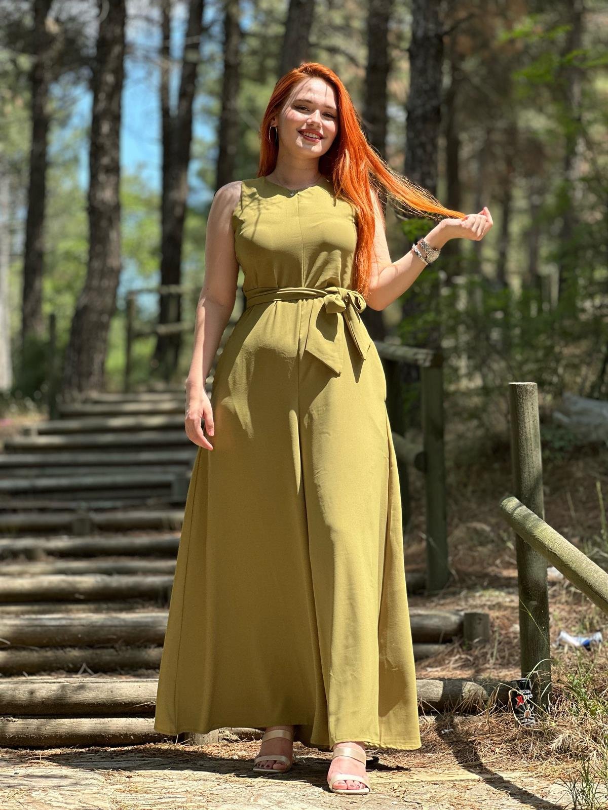 Yağ Yeşili  Kemerli Tulum