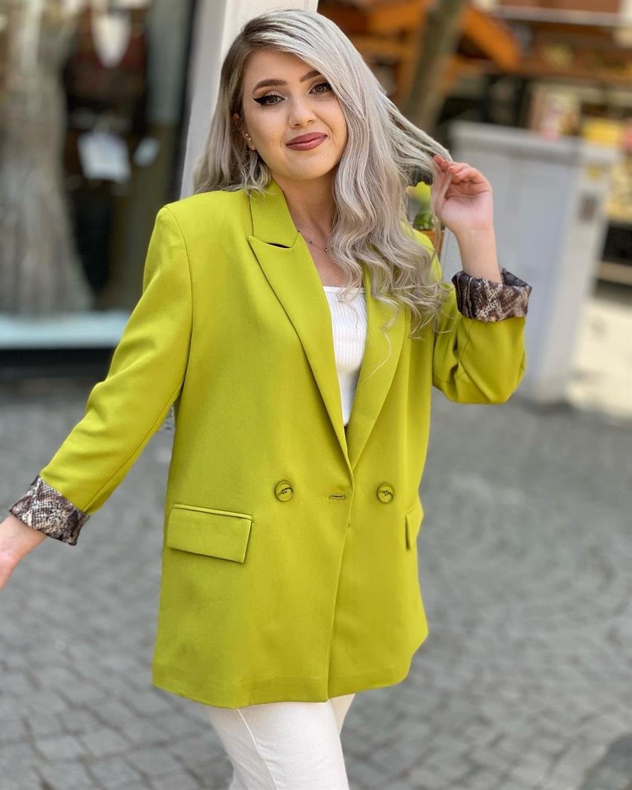 Yağ Yeşili Oversize Blazer