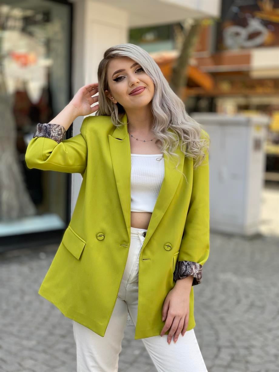 Yağ Yeşili Oversize Blazer