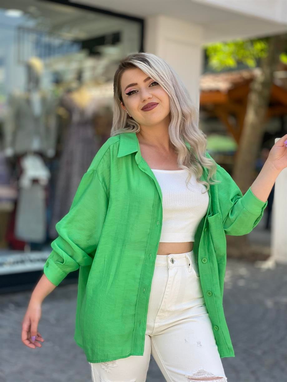 Yeşil Oversize Gömlek 