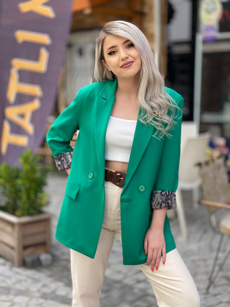 Yeşil Oversize Kalıp Ceket