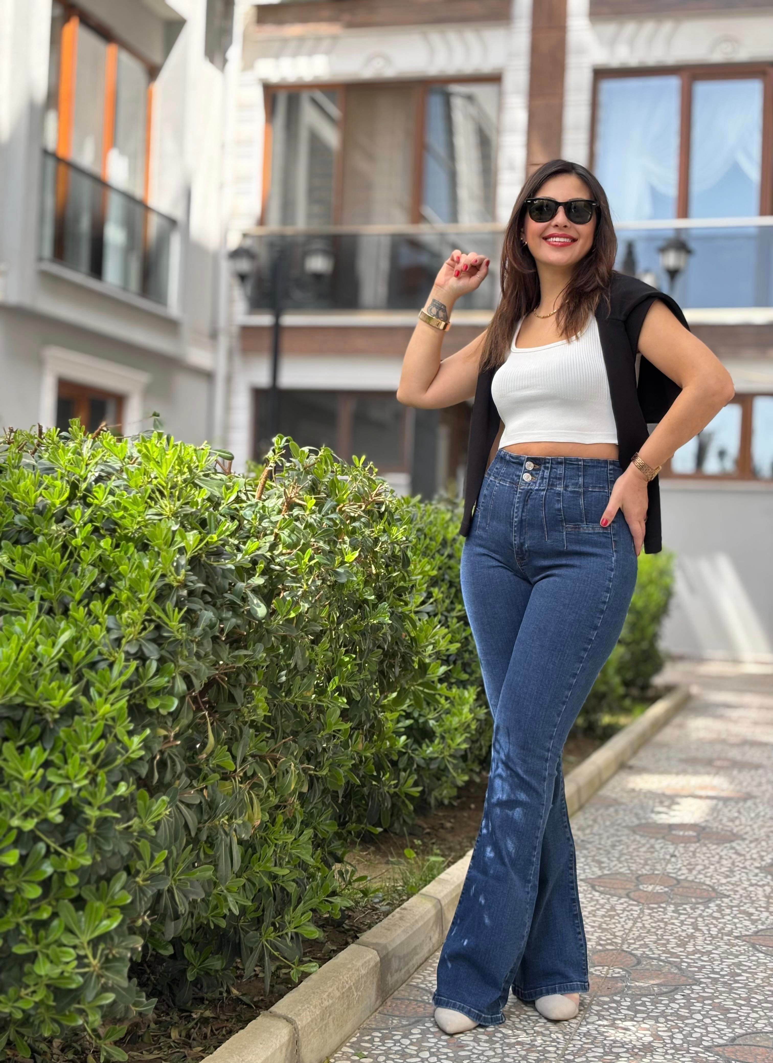 Yüksek Bel Full Likralı Jean