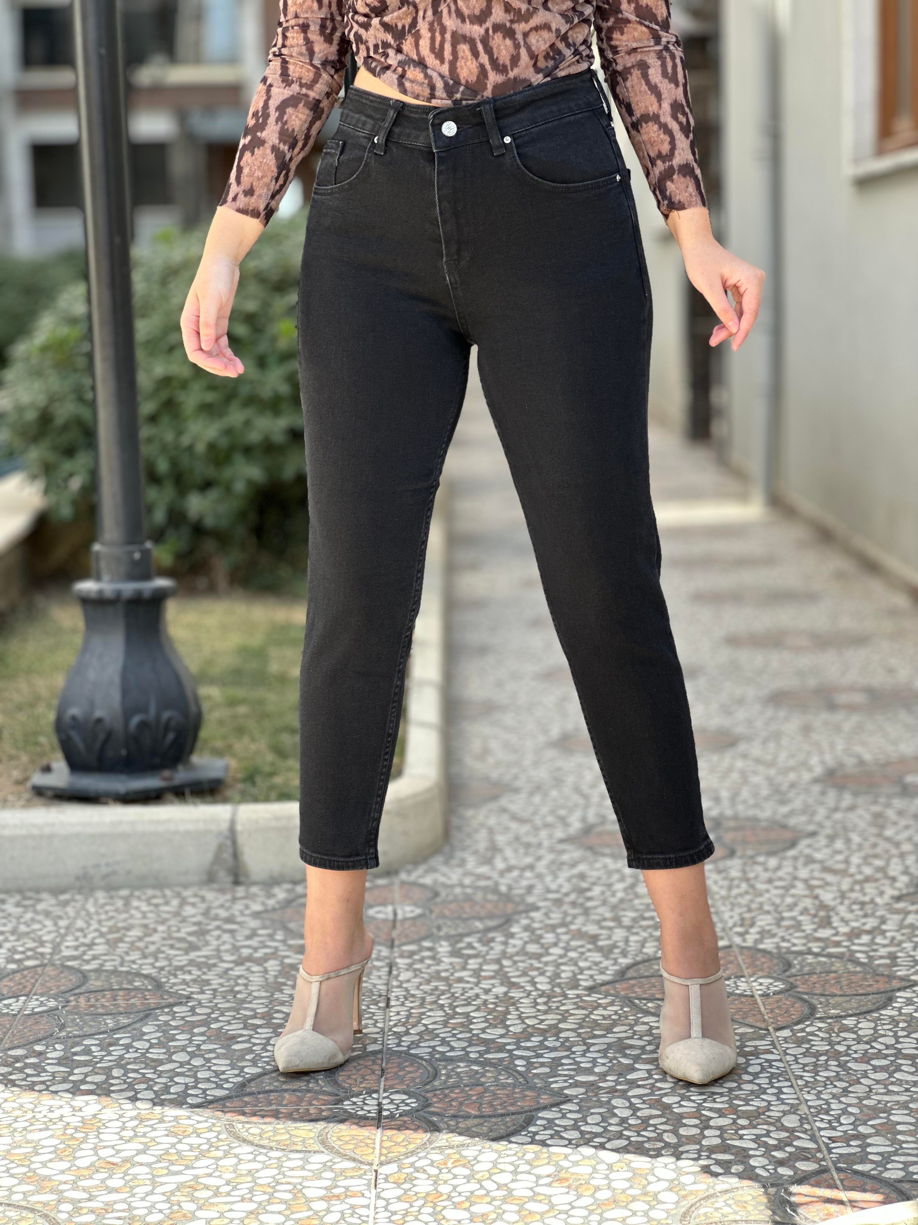 Yüksek Bel Füme Jean