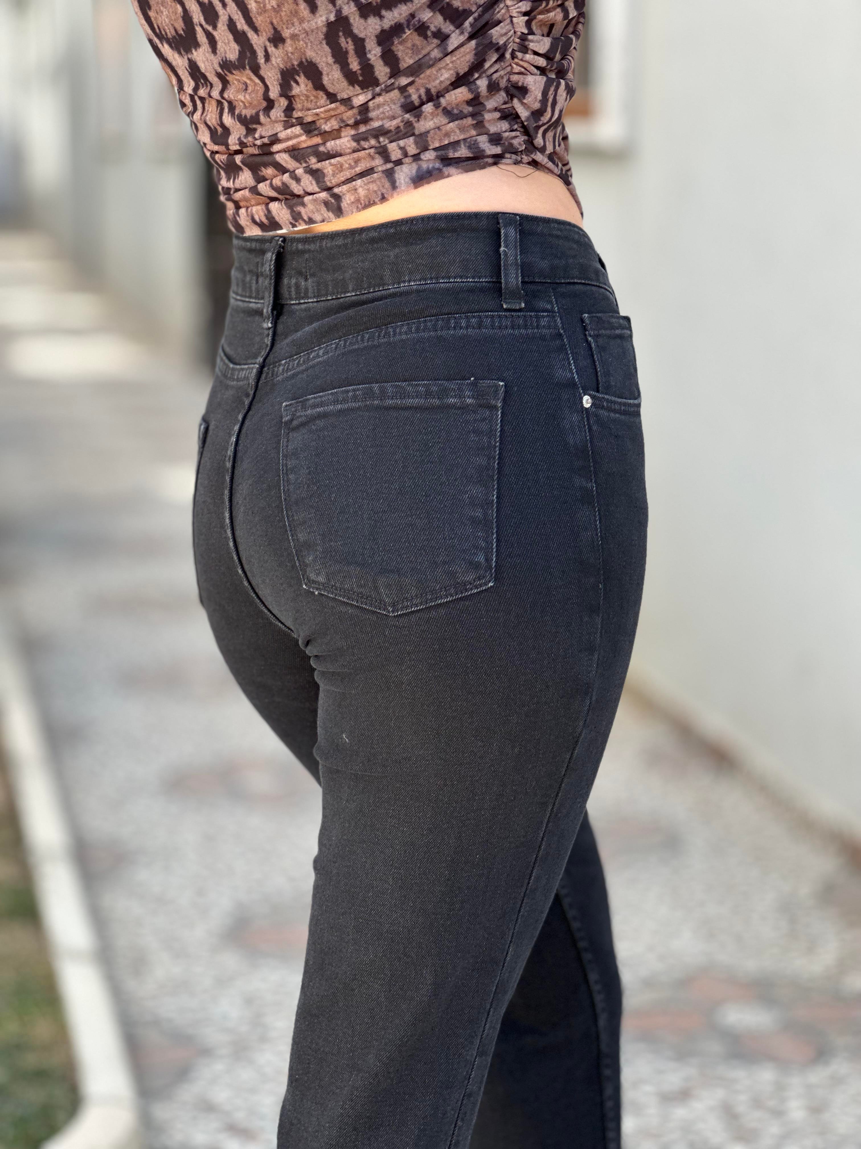 Yüksek Bel Füme Jean
