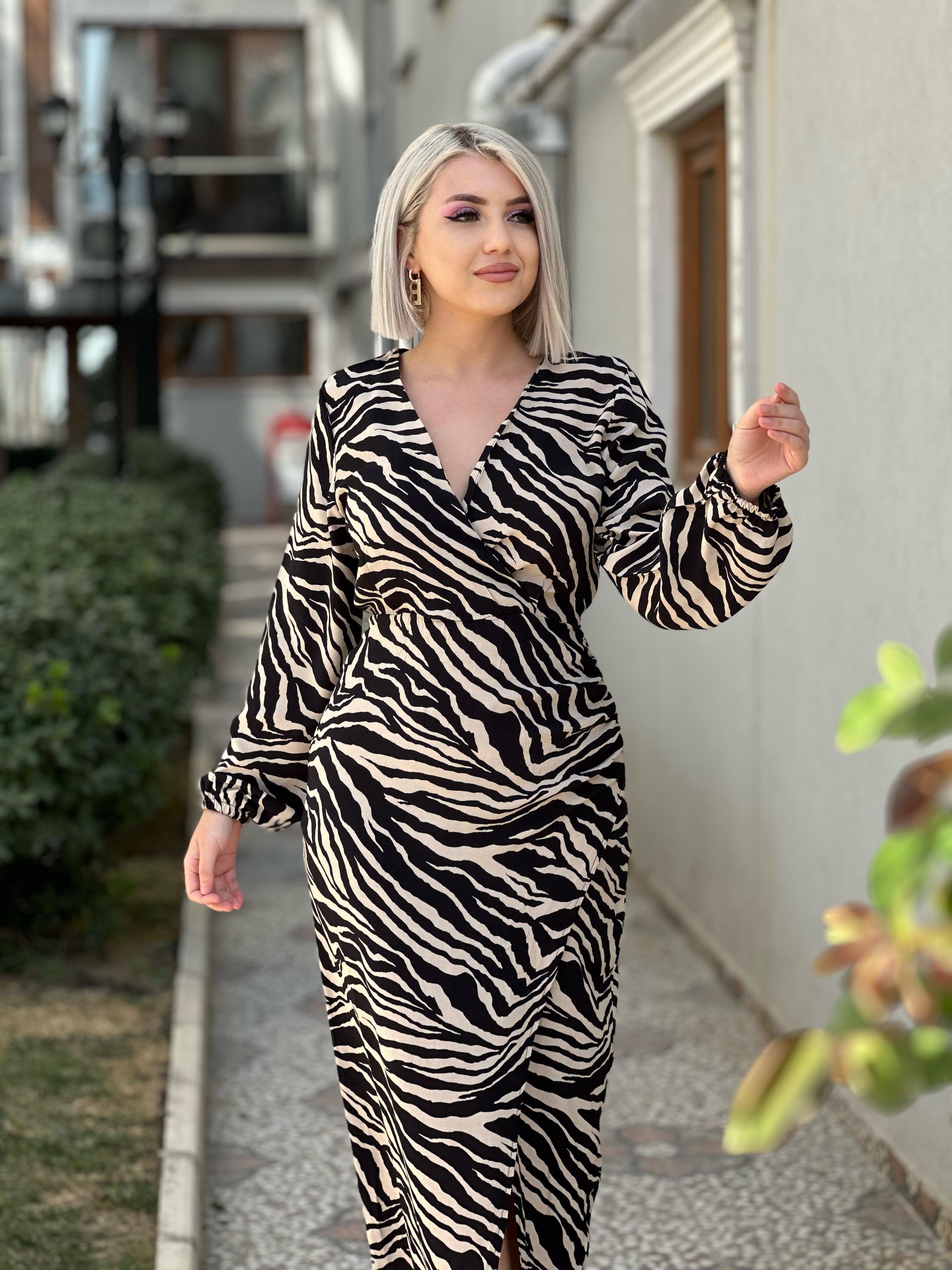 Zebra Desen Elbise 