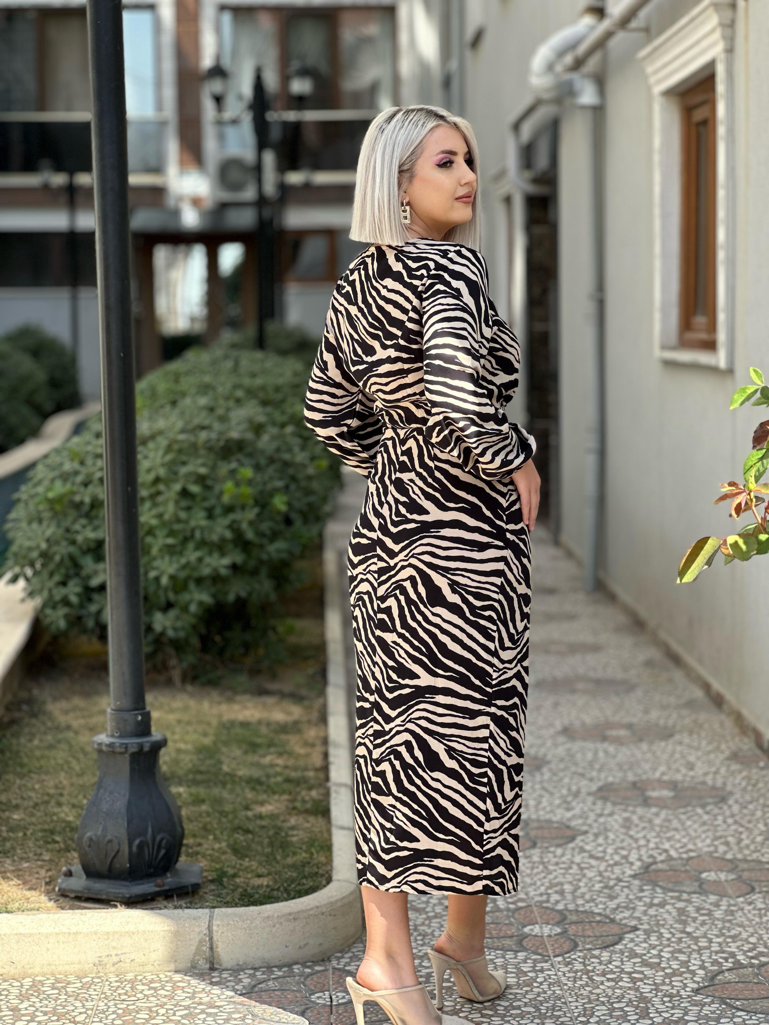 Zebra Desen Elbise 