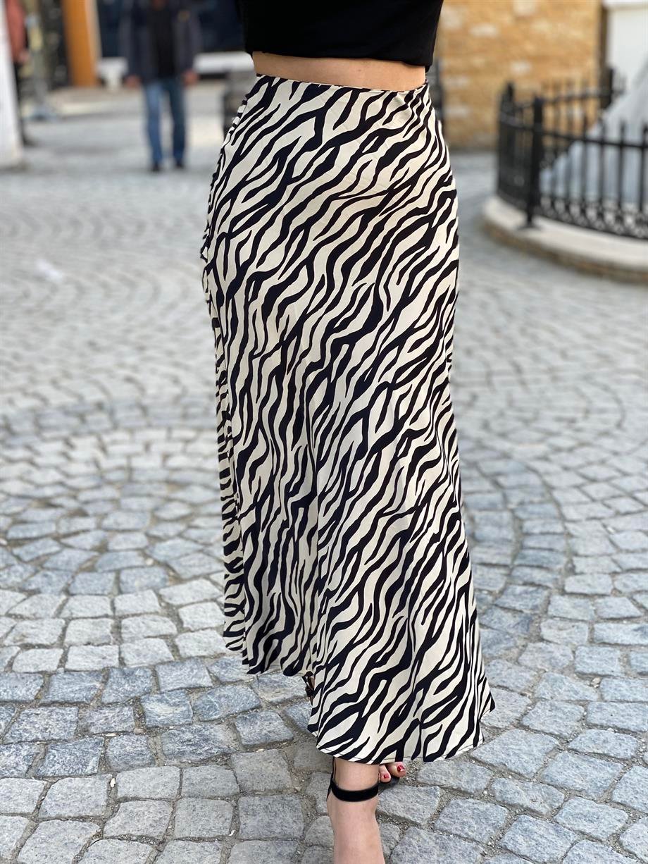 Zebra Desen Pamuk Saten Etek
