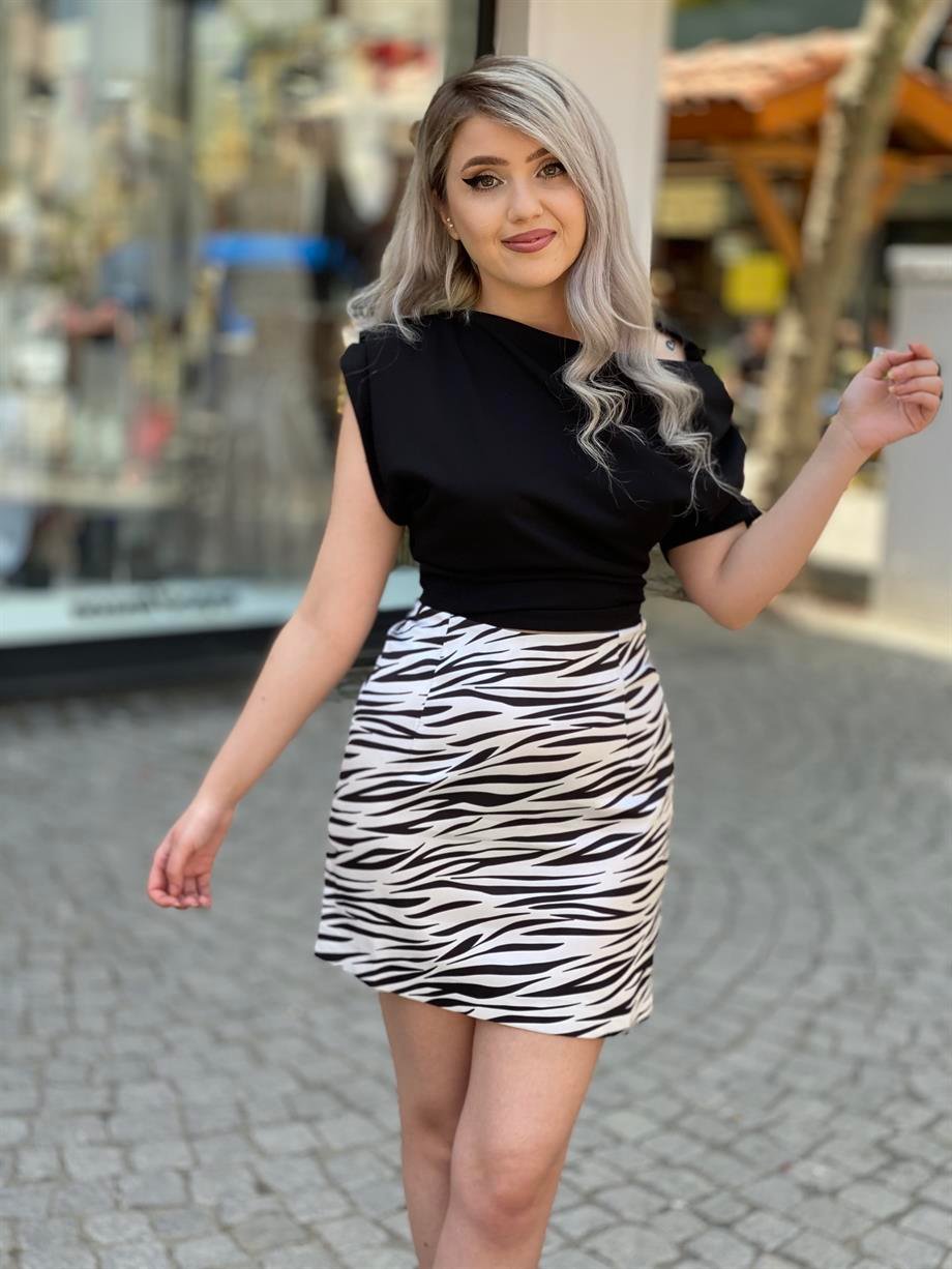 Zebra Desen Saten Etek 