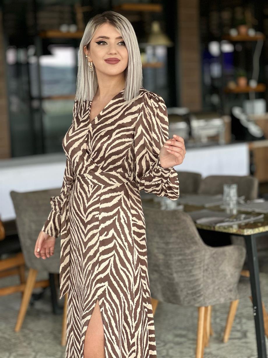 Zebra Saten Elbise 