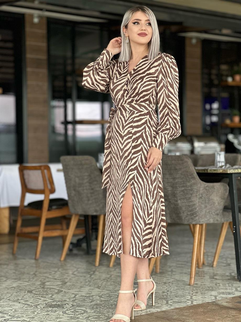 Zebra Saten Elbise 