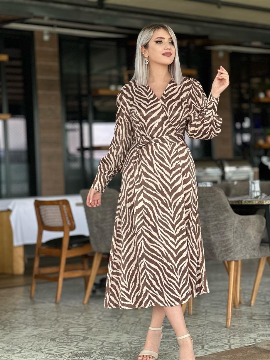 Zebra Saten Elbise 